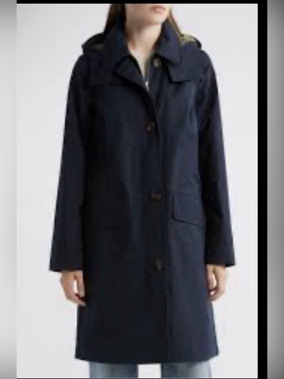 New Barbour Hebrides Longline Waterproof Jacket with Removable Hood Navy 14 $598